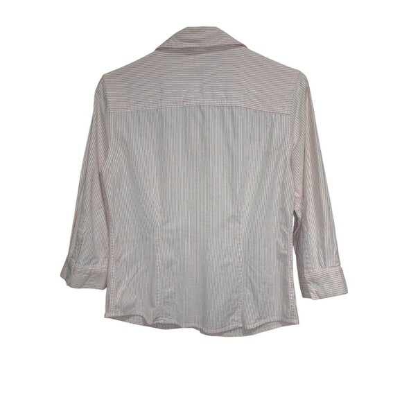 Duck Head Jeans Co. Womens Striped Button-Down Shirt M Peach/White Causal Preppy - Picture 3 of 8